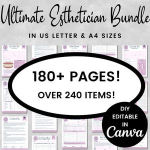 Lot de formulaires professionnels pour esthéticienne, modèles modifiables, DIY Canva réception des clients, formulaires de consentement, guides de soins de suivi et de soins du visage, SKU UEB2