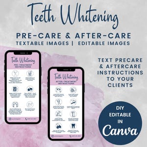 Cartes textuelles de blanchiment des dents avant et après les soins, cartes numériques de blanchiment des dents pour esthéticienne, téléchargement immédiat JPG, SKU TWDT1E