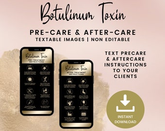 Pré-cuidados e cuidados posteriores com toxina botulínica, imagem de botox textável, cartões de pré-cuidados e pós-cuidados para esteticista, SKU BODT2