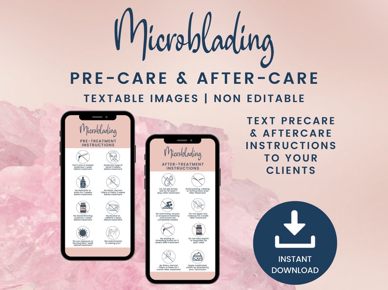 Microblading Precare Microblading Precare and Aftercare, Textable Digital Microblading Cards ...