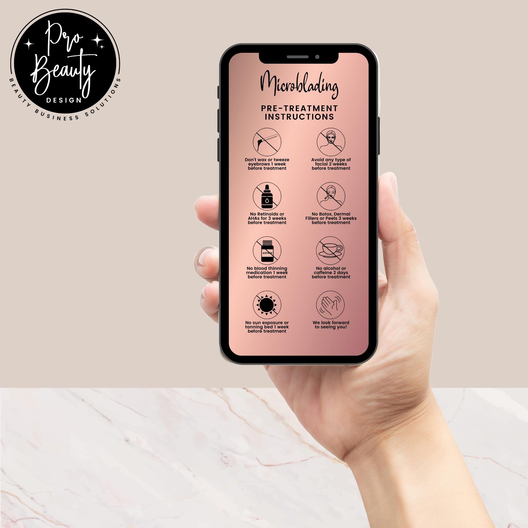 Microblading Precare Microblading Precare and Aftercare, Textable Digital Microblading Cards ...