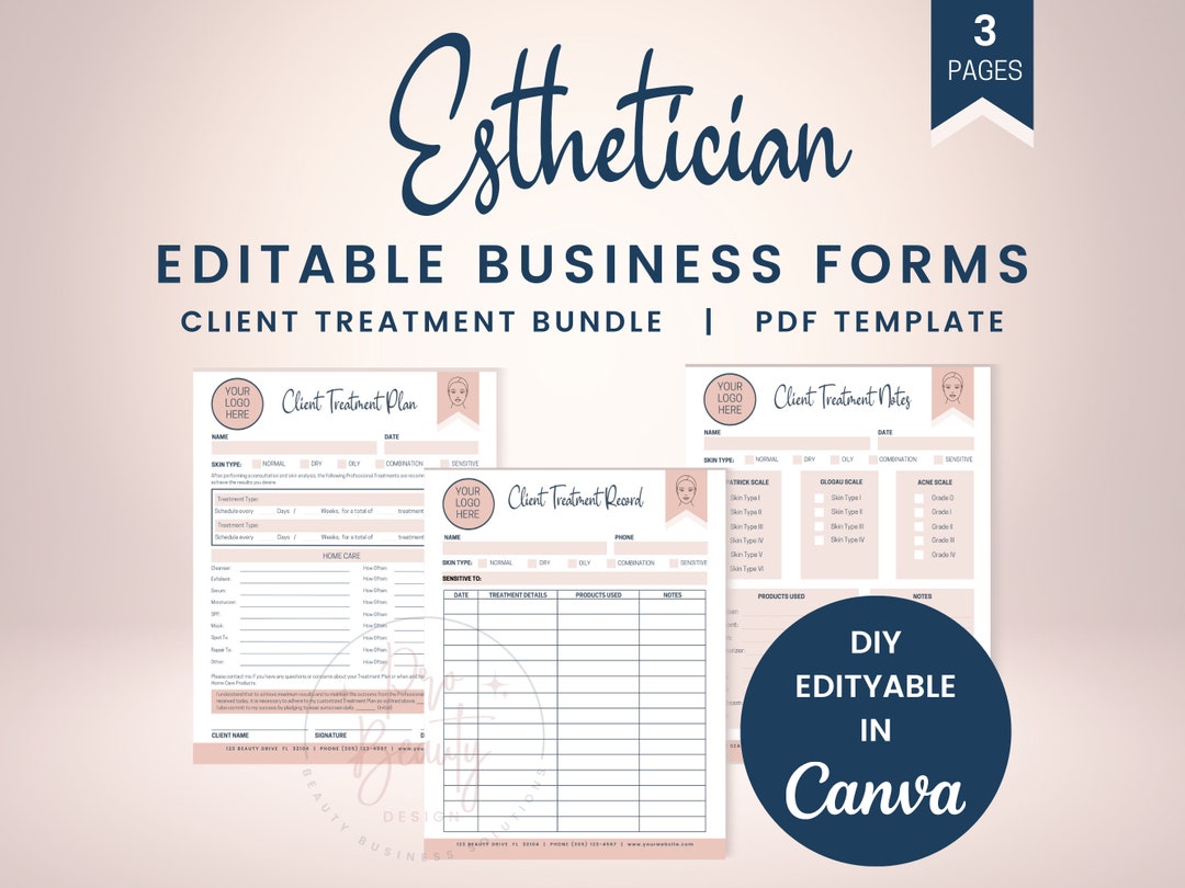 Editable Client Treatment Plan, Templates for Esthetician Business ...
