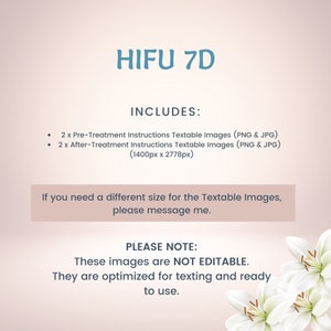 Textable HIFU 7D Precare and Aftercare Cards, Ultrasound Therapy for Skin Tightening, Non Surgical Facelift, Collagen Regrowth, SKU HIFU71 image 5