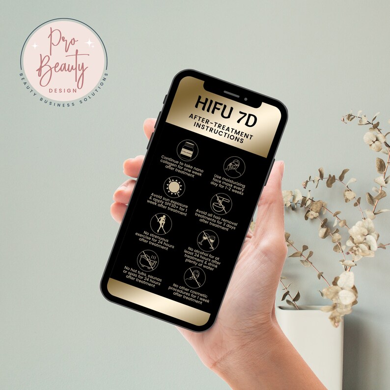 Textable HIFU 7D Precare and Aftercare Cards, Ultrasound Therapy for Skin Tightening, Non Surgical Facelift, Collagen Regrowth, SKU HIFU71 image 8