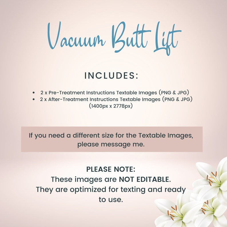 Vacuum Butt Lift Precare and Aftercare, Textable Digital Vacuum Therapy Cards for Estheticians, BBL Cupping Phone Aftercare Card, SKU VBLDT1 image 5