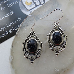 Natural Moonstone/Turquoise Stone & Blue Sandstone Earring Silver