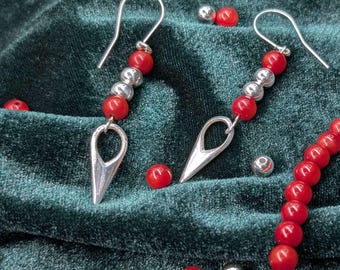 Silksong Craw Rosary Earrings | Sterling Silver Silksong Straight Pin Earrings | Hollow Knight Rosary Earrings