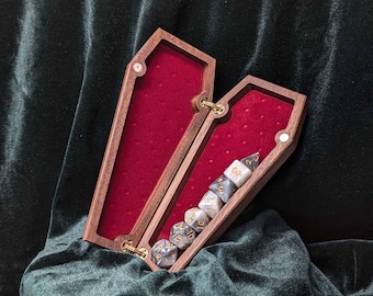 Luxury Vampire Coffin Dice Vault |  DnD Dice Tray | Wooden Dice Storage
