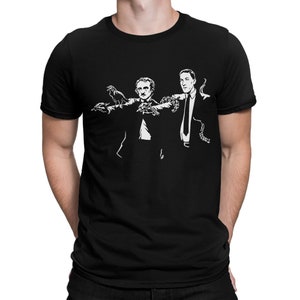 Edgar Allan Poe and H.P. Lovecraft Pulp Fiction Style T-Shirt / 100% Cotton Tee / Men&#39;s Women&#39;s All Sizes (yw-152)