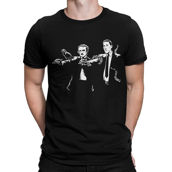 Edgar Allan Poe and H.P. Lovecraft Pulp Fiction Style T-Shirt / 100% Cotton Tee / Men's Women's All Sizes (yw-152)