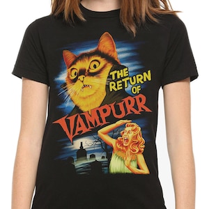 Camiseta "El regreso del vampiro" / Camiseta divertida del gato Drácula / Tallas para hombre y mujer (yw-143)