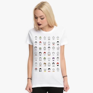 Wes Anderson&#39;s Movie Characters Art T-Shirt / The Grand Budapest Hotel / Fantastic Mr. Fox / The Royal Tenenbaums / Rushmore (ld-113)