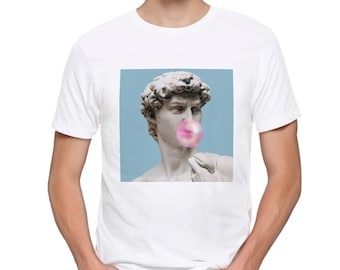 David Bubble Gum by Michelangelo T-Shirt / 100% Cotton Tee / Men&#39;s Women&#39;s All Sizes (yw-162)