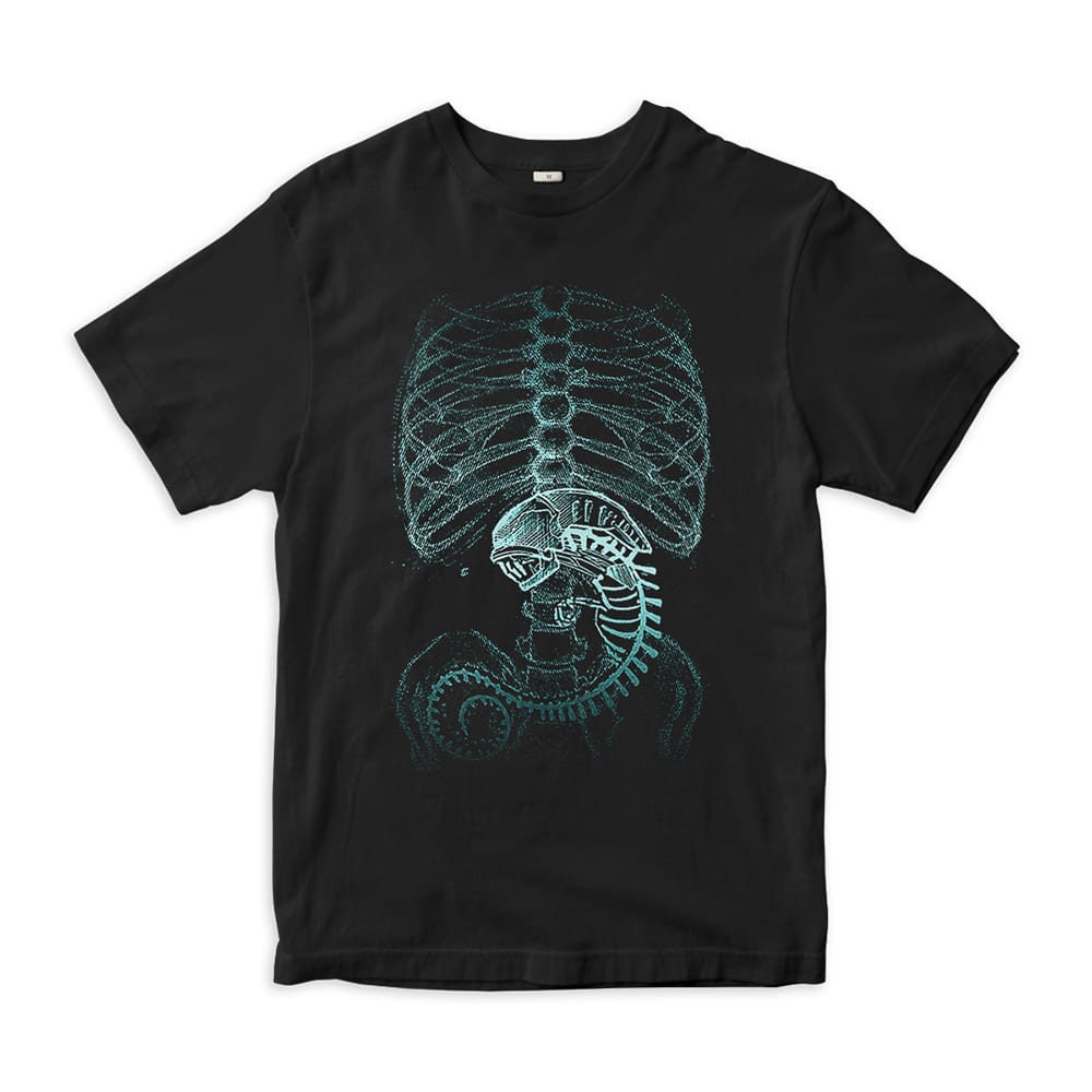 Alien X-ray T-shirt / Xenomorph Anatomy 100% Cotton Tee / Men's
