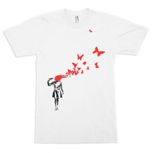 Banksy Suicide Girl Art T-Shirt / 100% Cotton Tee / Men&#39;s Women&#39;s All Sizes (yw-129)