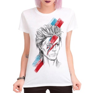 David Bowie Ziggy Stardust Art T-Shirt / 100% Cotton Tee / Men&#39;s Women&#39;s All Sizes (yw-207)