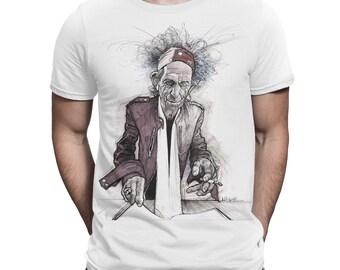 Keith Richards Art T-Shirt / 100% Cotton Tee / Men's Women's All Sizes (wr-105)