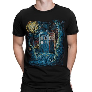 Maglietta artistica Police Box Starry Night / Maglietta 100% cotone / Uomo Donna Tutte le taglie (wr-298)