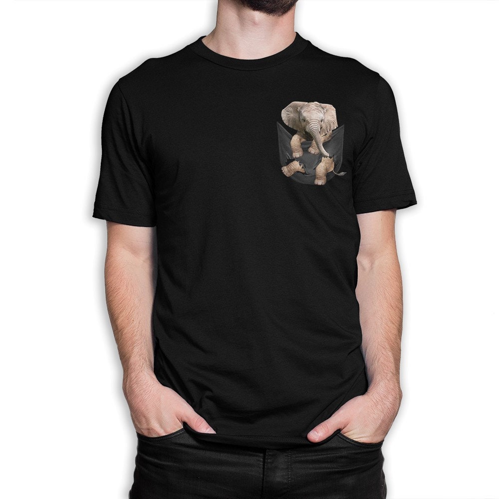 Small Elephant In a Pocket T-Shirt / 100% Cotton Tee / Men's Women's All Sizes (yw-166)