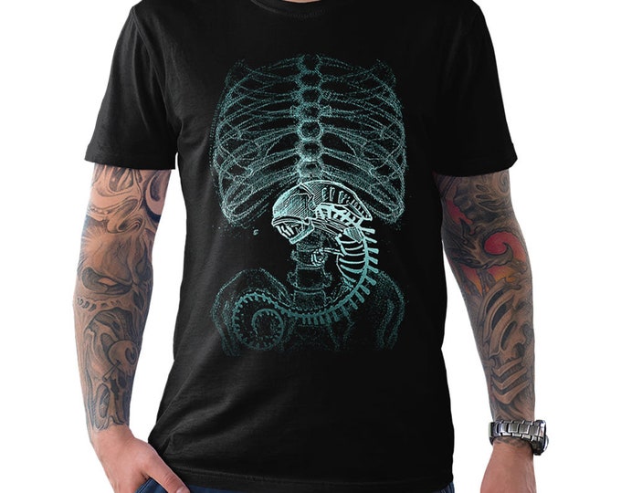 Alien X-Ray T-Shirt / Xenomorph Anatomy 100% Cotton Tee / Men's Women's All Sizes (wr-207)