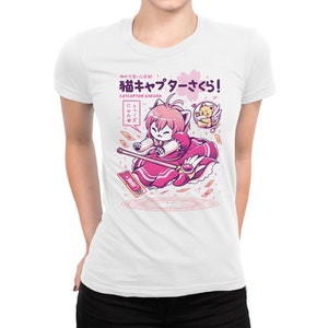 Camiseta Cardcaptor Sakura Kawaii Cat / Camiseta 100% algodão / Masculina Feminina Todos os tamanhos (yw-333)