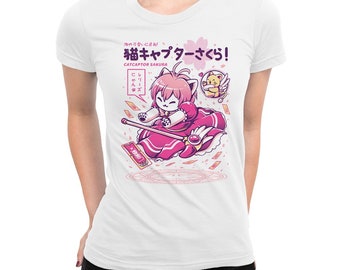 Cardcaptor Sakura Kawaii Cat T-Shirt / 100% Cotton Tee / Men's Women's All Sizes (yw-333)