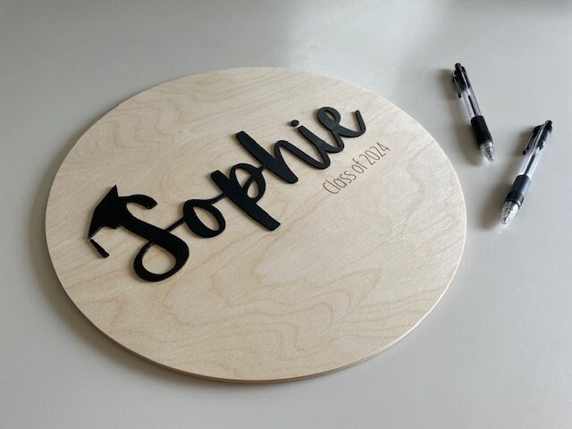 Graduation Name & Year Sign - Personalized Wood graduation sign, graduation guestbook sign & photo prop