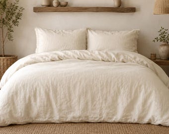Ivory Washed Cotton Duvet Cover Set | Soft Breathable Farmhouse Bedding