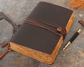 Leather Grimoire Journal: Deckle Edge Book of Shadows - Vintage Style