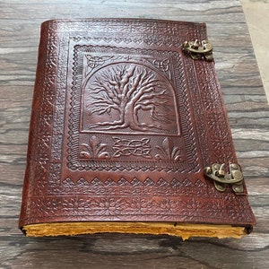  ALCRAFT Blank Spell Book of Shadows Journal with Lock Clasp  Antique Handmade Deckle Edge Vintage Paper Leather Bound Journal for Women  and Men