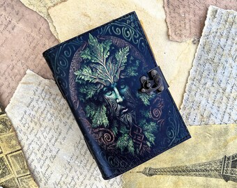 Leather Journal: Tree Face Diary, Deckle Edge, 200 Page