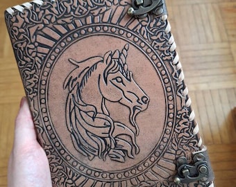 Embossed Unicorn Leather Journal: Fantasy Sketchbook (7x5 inch)