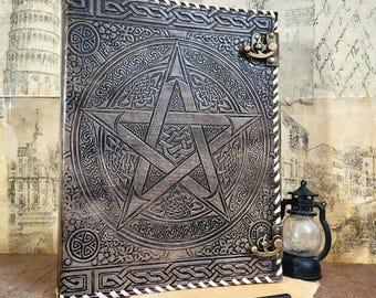 Pentagramm Lederbinder, Grimoire Buch, A4 nachfüllbar