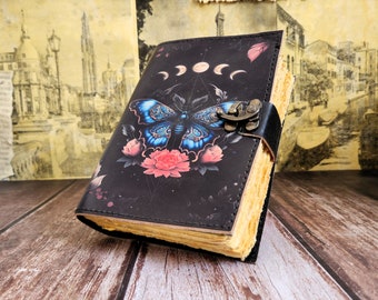Butterfly Leather Journal: Personalized Wedding Sketchbook with Deckle Paper