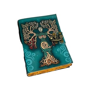 Spell book of shadows journal blank mother of earth deckle edge paper vintage inspired leather journal notebook diary 7x5 Inch