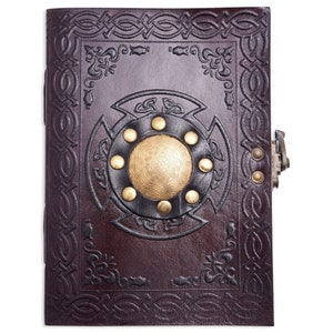 Leather Journal  Made Antique Deckle Edge Paper Metal Embossed Grimoire Journal Personal Journal For Sketchbook journal Notebook