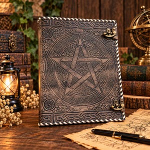 Pentagram Leather Binder, Grimoire Book, A4 Refillable