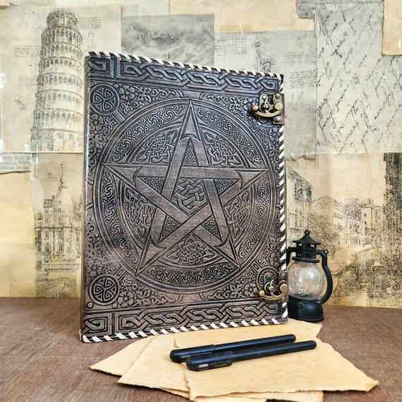 Pentagram Leather Binder, Grimoire Book, A4 Refillable