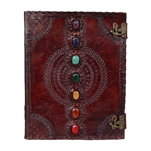 Handbound Leather Journal/ Spell Book Of Shadow /Journal Personalized/ Leather Sevan Stone Journal /medieval book large Brown Blank Book