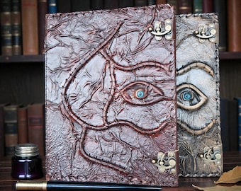 Evil Eye Leather Folder | Handmade Gothic Portfolio | Dark Fantasy Leather Organizer | Artist Document Holder
