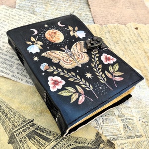 Butterfly Handmade Vintage Leather Journal Flower Embossed Office Notebook | UK