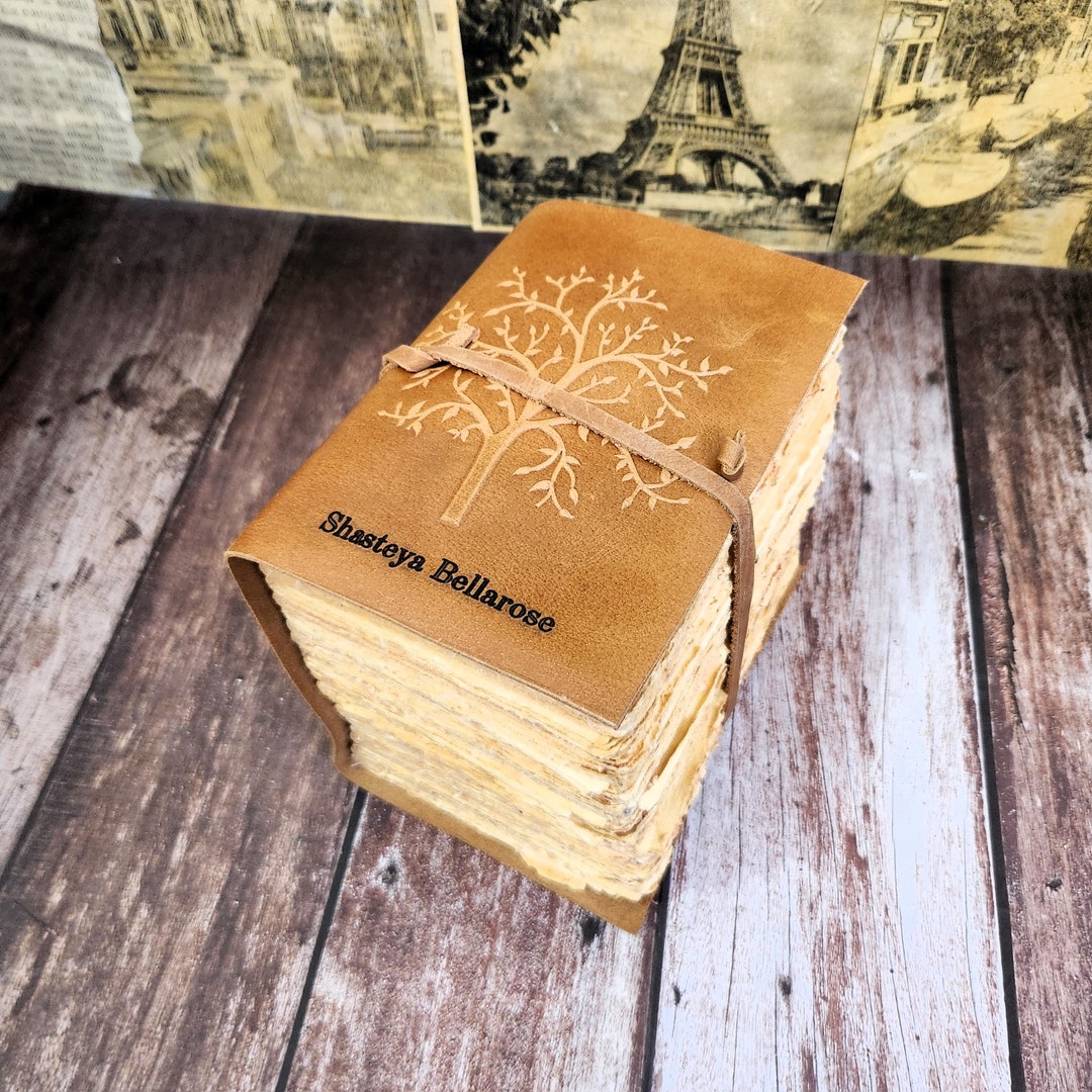 Tree of Life Leather Journal: Antique Handmade Deckle Edge Paper - Etsy