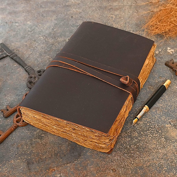 Vintage Leather Journal With Vintage Paper Etsy