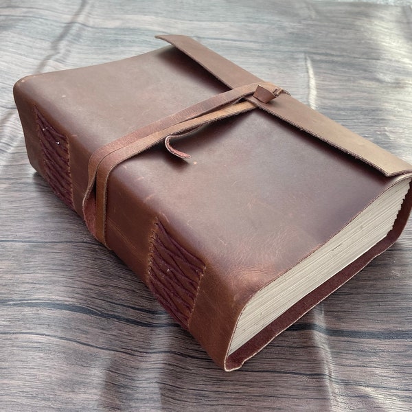 600 Pages Vintage Leather Journal, Handmade Line Paper, Beautiful, Book of Shadows, Sketchbook Notebook