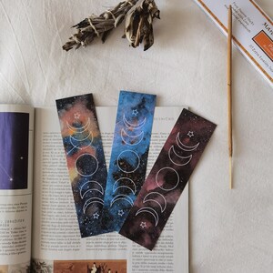 Printable Bookmarks, Moon Phases, Download, Digital Product, PDF, Books, Digital Art, Illustration, Reading, Stationary, Bookmark set