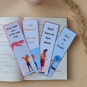 Printable Bookmarks, Funny Bookmarks, Quote, Download, Digital Product, Books, Digital Art, Illustration, Reading, Stationary, Bookmark set