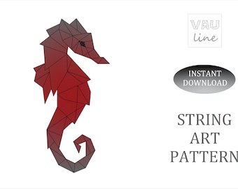 Geometric Seahorse String Art Template (PDF Pattern)