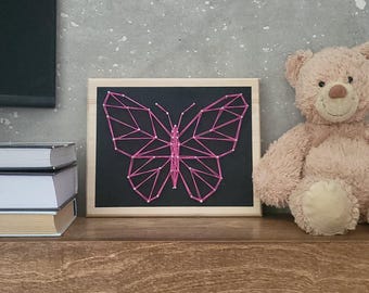Einfache druckbare String Art Schmetterling Vorlage, sofortiger Download, Schmetterling Layout, bedruckbar, DIY String Art, Muster
