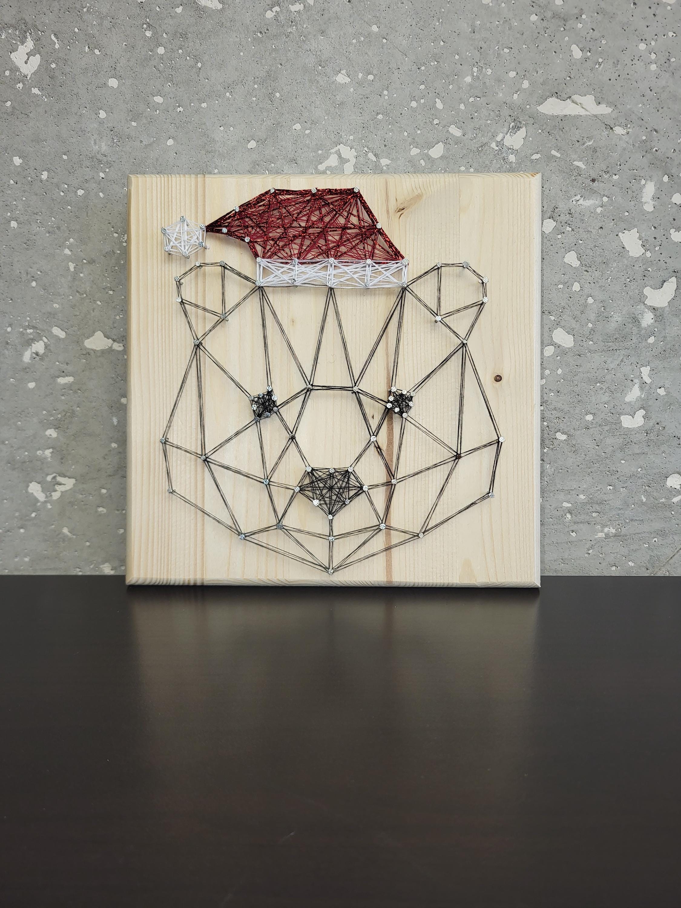 Simple Printable String Art Christmas Bear Template, Instant Download ...