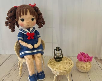 Mina Doll Crochet Pattern: School Uniform Amigurumi (PDF Pattern